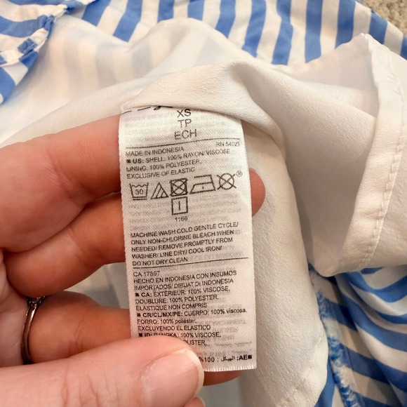 OLD NAVY Womens XS Blue White Striped Cami Fit & Flare Dress Smocked Back Mini - Picture 6 of 7